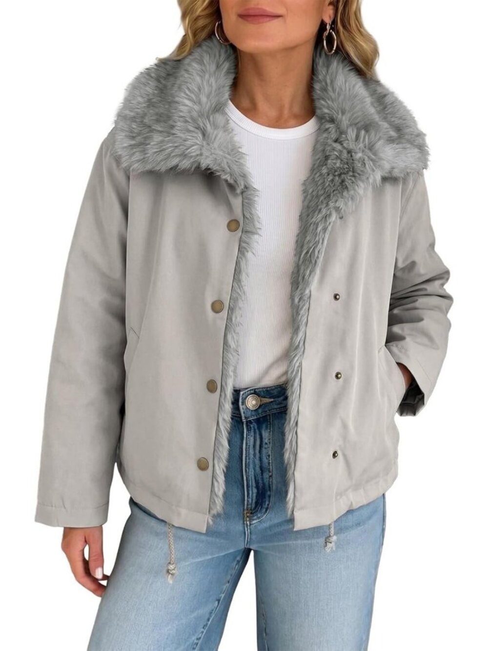 Cozy Faux Fur Chunky Jacket for Women | Stylish Fall Winter Outerwear Coat